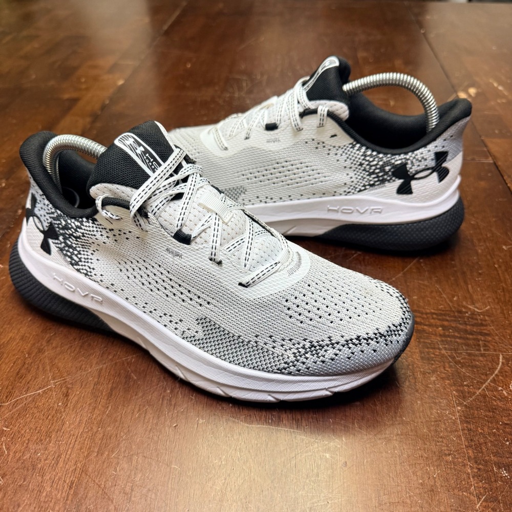 Under Armour HOVR Turbulence 2 Mens 7.5 White Black Running Shoes 3026520-105